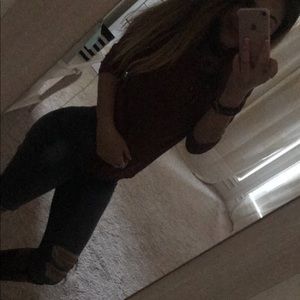 lace up burgundy top